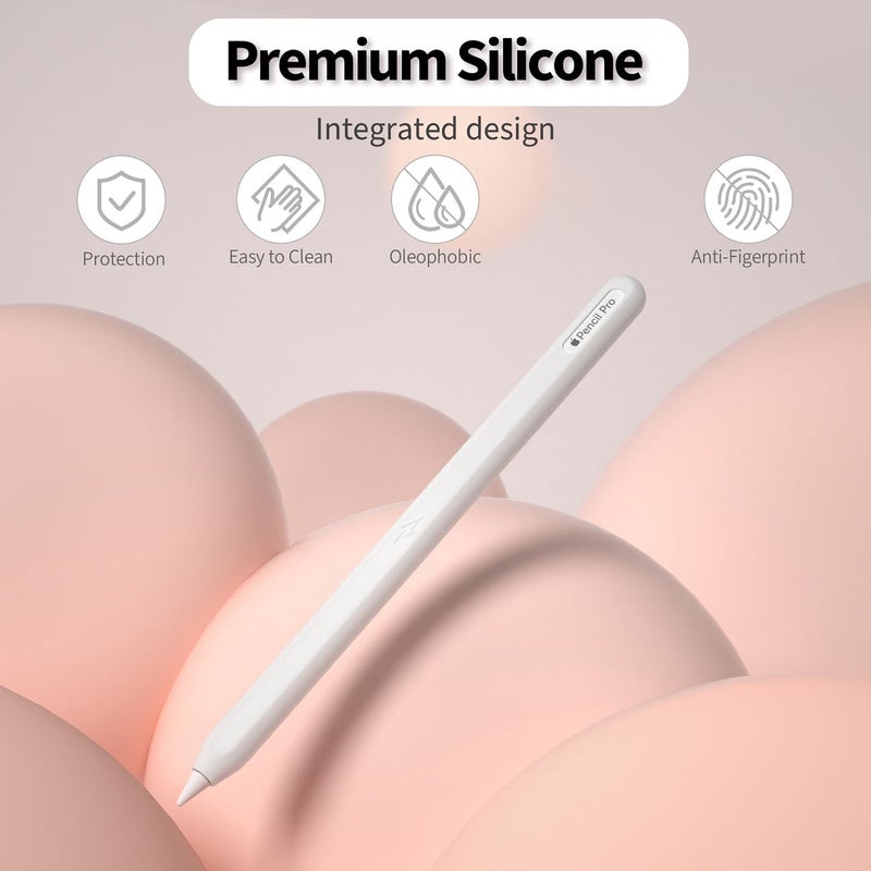 AKSHFETH Ultra Thin Protective Pencil Cover for Apple Pencil Pro &Apple Pencil 2nd Gen Silicone Case Sleeve Compatible with Apple Pencil Pro (White) - Image 2